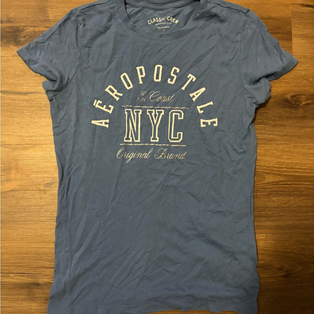 Aeropostale Blue Fitted Polo T-Shirt Short Sleeve